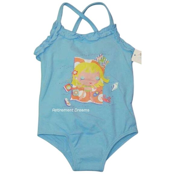 WonderKids Size 18 Months Infant Baby Girls Blue One Piece Swim Bathing suit NEW - Picture 1 of 5